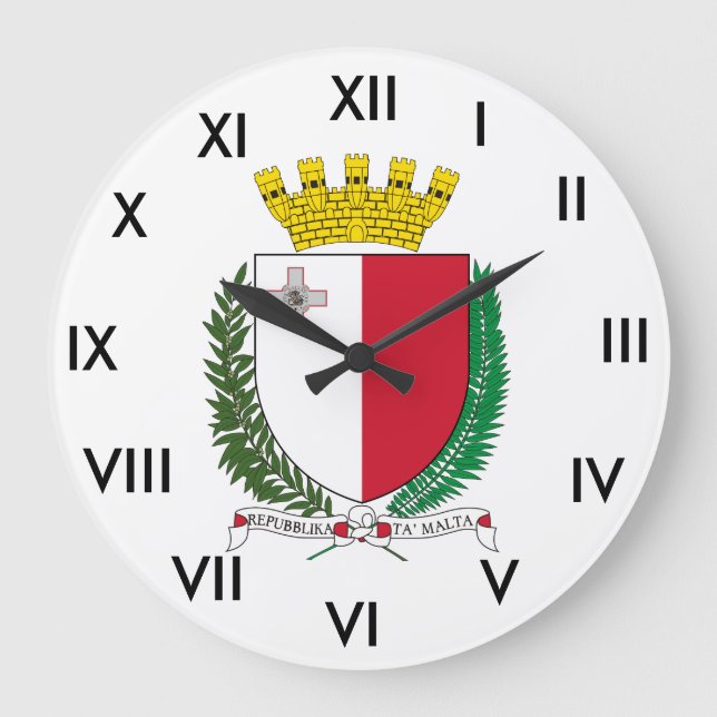 Reloj Redondo Grande Escudo de armas de Malta (Anverso)