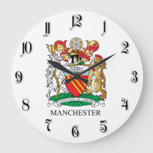 Reloj Redondo Grande Escudo de armas de Manchester