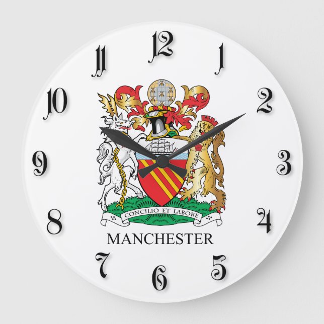 Reloj Redondo Grande Escudo de armas de Manchester (Anverso)
