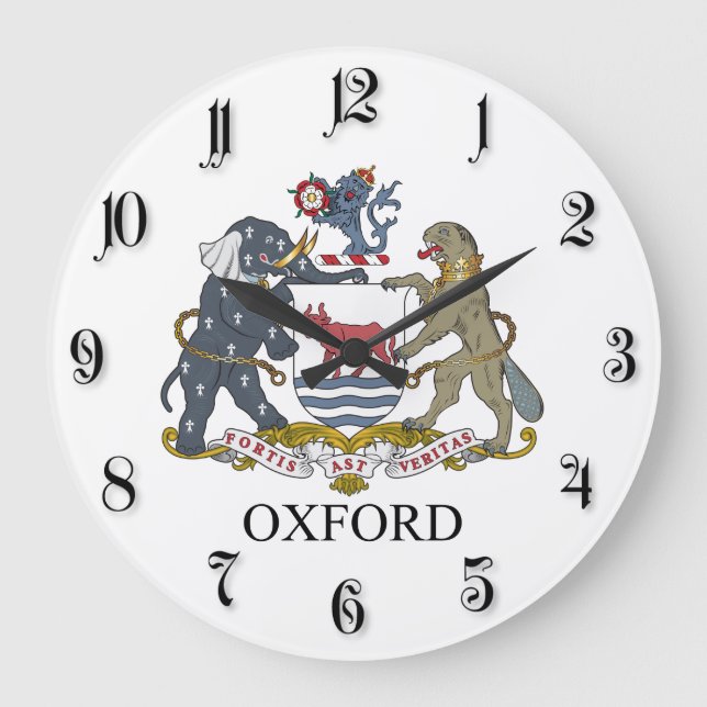 Reloj Redondo Grande Escudo de armas de Oxford (Anverso)