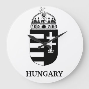 Reloj Redondo Grande Escudo de Armas Húngaro Arte Monocromo Contemporán
