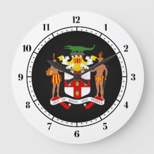 Reloj Redondo Grande Escudo de armas jamaicano