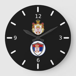Reloj Redondo Grande Escudo de bandera serbio con reloj grande