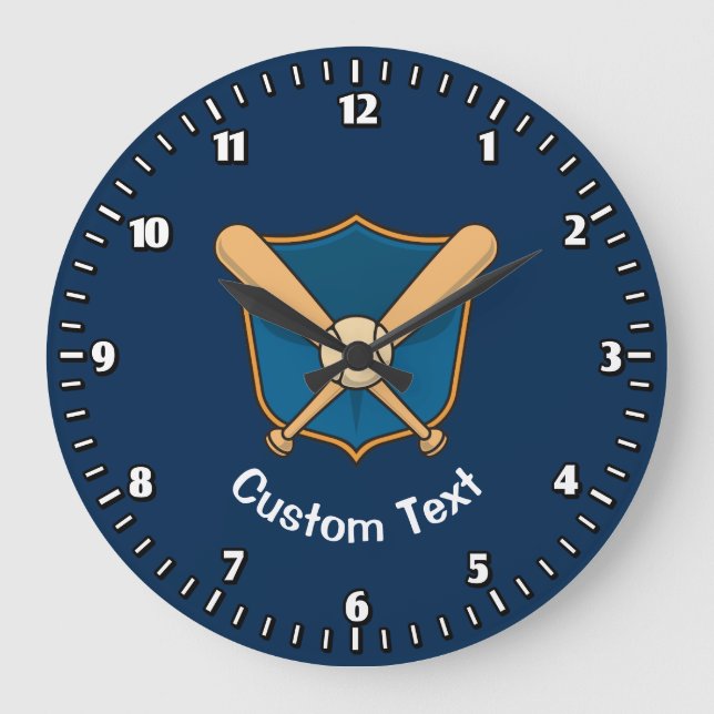 Reloj Redondo Grande Escudo de béisbol (Anverso)
