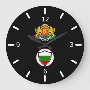 Reloj Redondo Grande Escudo de la bandera de Bulgaria, reloj grande