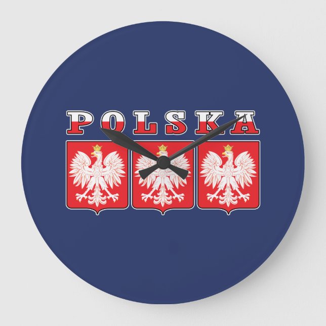 Reloj Redondo Grande Escudo de la bandera del águila de Polska (Anverso)