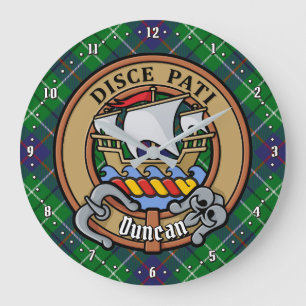 Reloj Redondo Grande Escudo del Clan Duncan sobre Tartán