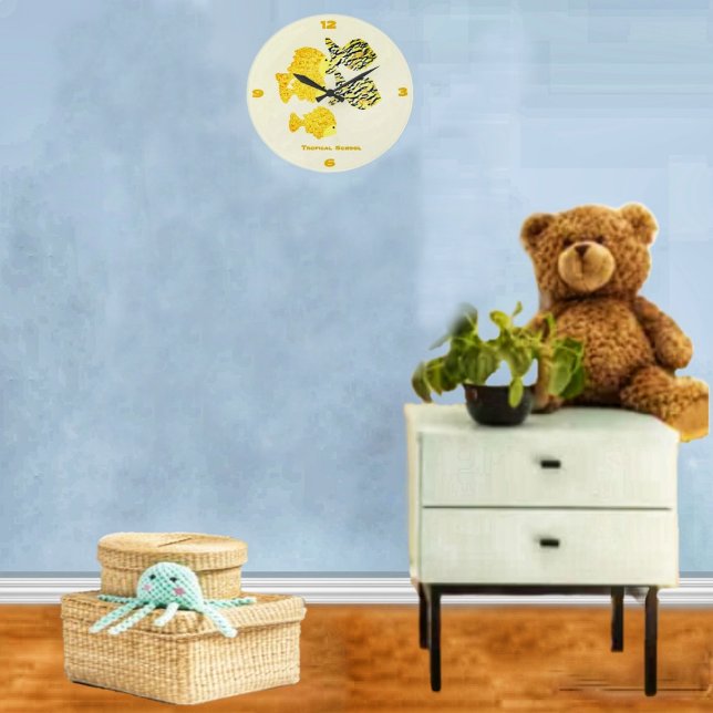 Reloj Redondo Grande Escuela Tropical (A charming, clock for the nursery, or any young child's room!)