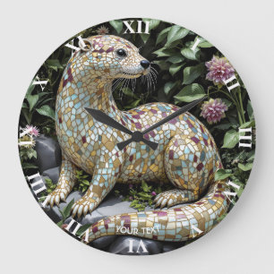 Reloj Redondo Grande Escultura de nutria juguetona de fantasía