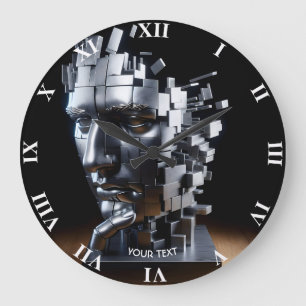Reloj Redondo Grande Escultura Metalizado Fantasy Cute Face