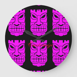 Reloj Redondo Grande Escultura rosada Thunder_Cove de Tiki