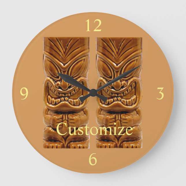 Reloj Redondo Grande Escultura Tiki de oro Thunder_Cove (Anverso)