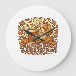 Reloj Redondo Grande Esencias de calabaza especiada Shih Tzu Vibracione