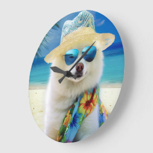 Reloj Redondo Grande Eskimo americano en la playa, regalo de verano par