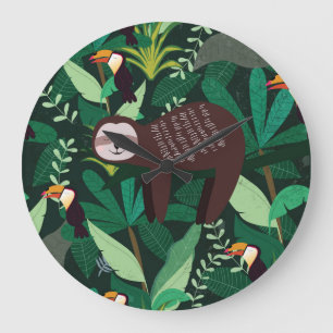 Reloj Redondo Grande Eslora tropical: patrón sin foco Personalizado