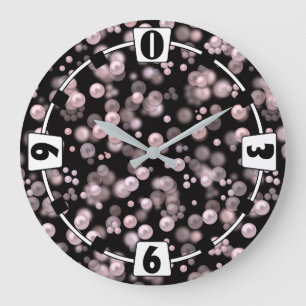 Reloj Redondo Grande Esparcimiento de perlas rosas y blancas en velv ne