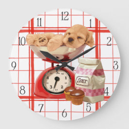 Reloj Redondo Grande Especanías de Cocker y escala retro