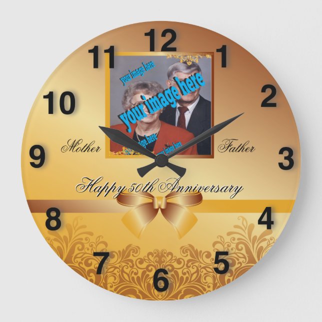 Reloj Redondo Grande Especial del 50 aniversario del Golden Stylish 🕰️ (Anverso)