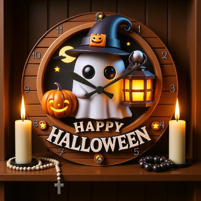 Reloj Redondo Grande Espectacular Fantasma Halloween Tema (Subido por el creador)