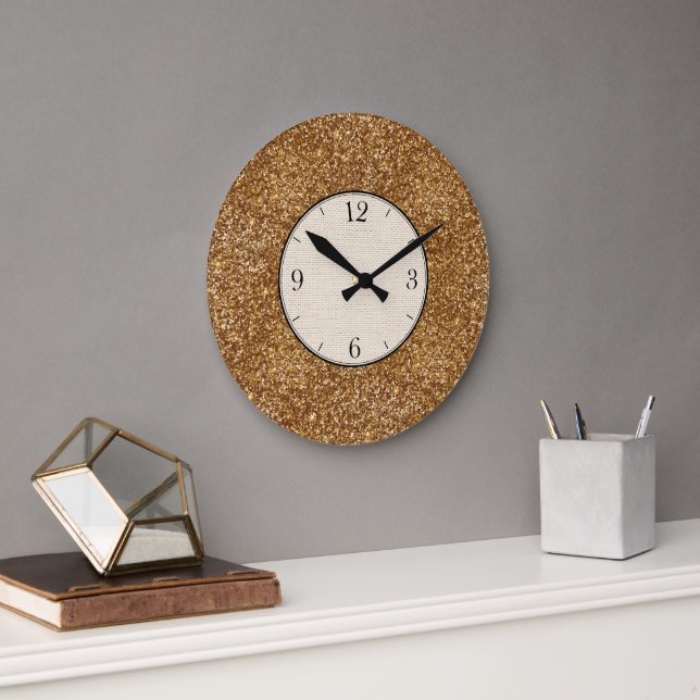 Reloj Redondo Grande Espectro de oro y texturado (Oficina)