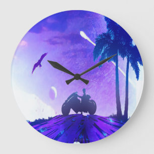 Reloj Redondo Grande Espejismo Lunar – Arte Digital Palestino Surrealis