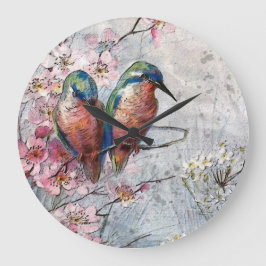 Reloj Redondo Grande Esperando La Cena De Pájaro Kingfisher