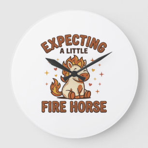 Reloj Redondo Grande Esperando un pequeño caballo de fuego camiseta vin