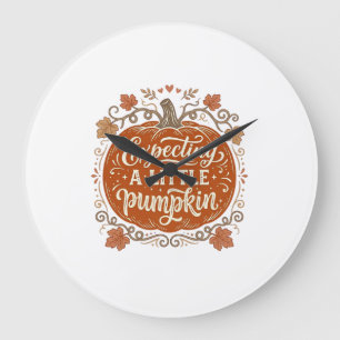 Reloj Redondo Grande Esperando una pequeña calabaza de otoño Camiseta d