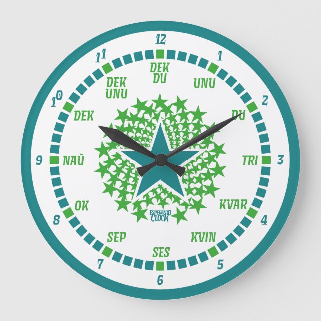 RELOJ REDONDO GRANDE ESPERANTO LANGUAGE BY MASANSER PIXELAT (Anverso)