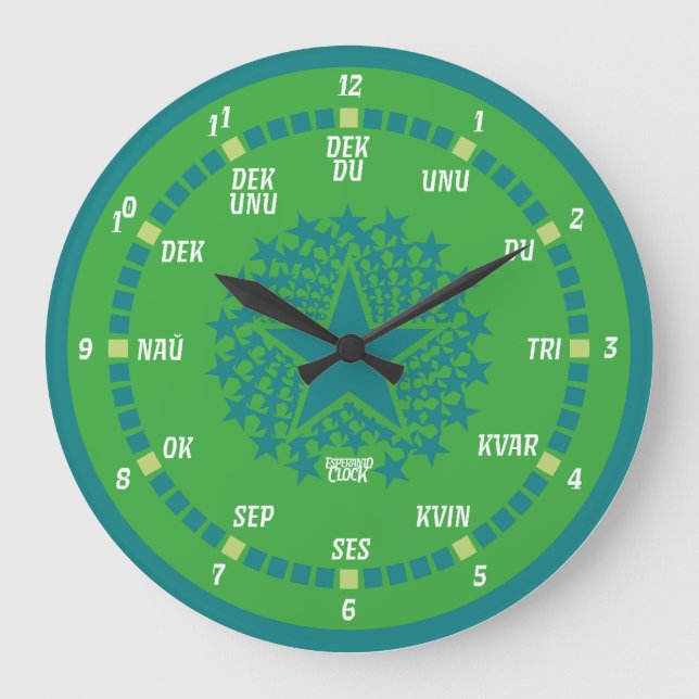 RELOJ REDONDO GRANDE ESPERANTO LANGUAGE BY MASANSER PIXELAT (Anverso)