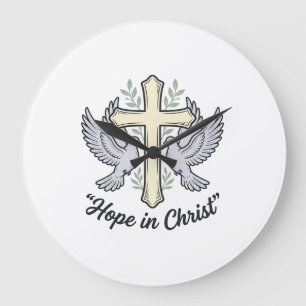 Reloj Redondo Grande Esperanza en Cristo Paloma Cruz Diseño Cristiano V