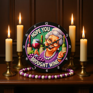 Reloj Redondo Grande Espero Que Trajiste Vino