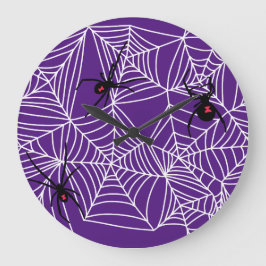 Reloj Redondo Grande Espinoso Halloween Black Widder Spider Patrón web