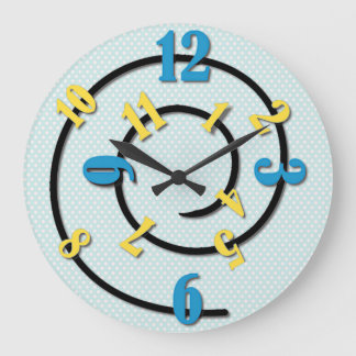 Reloj Redondo Grande Espiral azul y amarillo singulares