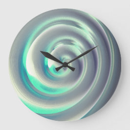Reloj Redondo Grande Espiral de plata gigante y aguamarina sobre blanco