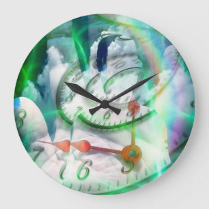 Reloj Redondo Grande Espiral de tiempo en la mano humana