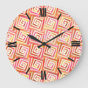Reloj Redondo Grande Espirales cuadradas modernas de medio siglo - crem