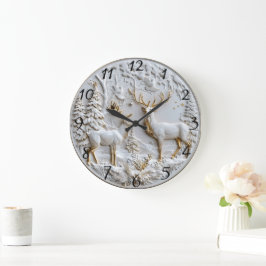 Reloj Redondo Grande Espíritu de Navidades de renos
