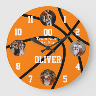 Reloj Redondo Grande Espíritu del jugador del equipo de baloncesto