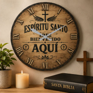 Reloj Redondo Grande Espíritu Santo Eres Bienvenido Aquí