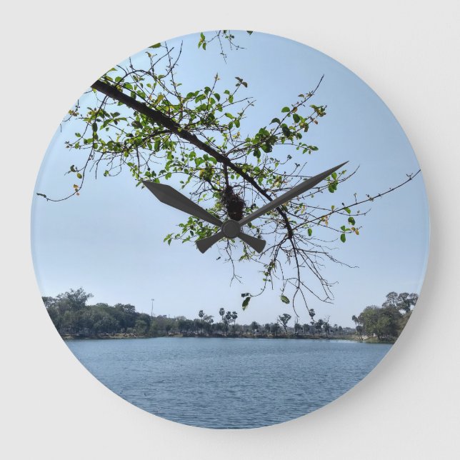 Reloj Redondo Grande espléndida vista lateral del lago (Anverso)