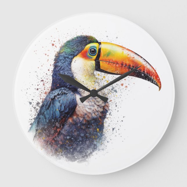 Reloj Redondo Grande Esplendor Tropical Toucan (Anverso)