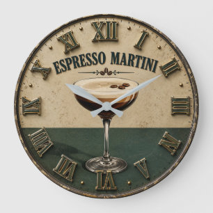Reloj Redondo Grande Espresso Coffee Cocktail Bar Decor