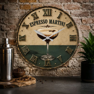Reloj Redondo Grande Espresso Coffee Cocktail Bar Decor