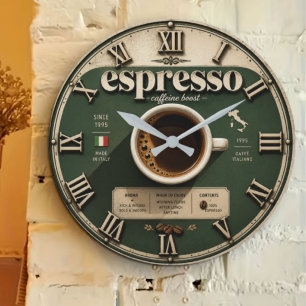 Reloj Redondo Grande Espresso Italian Coffee Bar Kitchen Decor