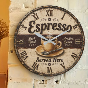 Reloj Redondo Grande Espresso Vintage Coffee Bar
