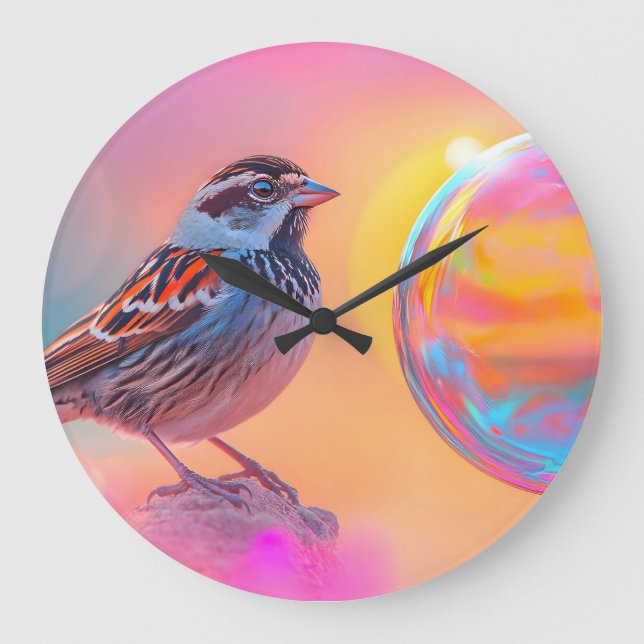 Reloj Redondo Grande Espuma colorida y burbuja arcoiris (Anverso)