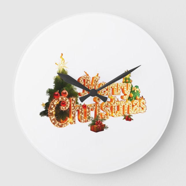 Reloj Redondo Grande Espuma de Navidades dorados - Árbol festivo (Anverso)