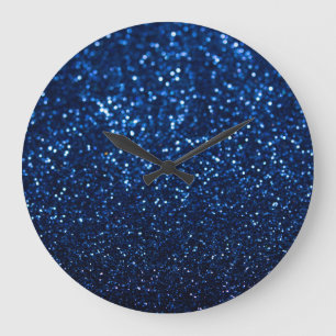 Reloj Redondo Grande Espuma festiva de textura Purpurina azul