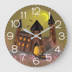 Reloj Redondo Grande Espumosa casa de brujas de Halloween y castillo de